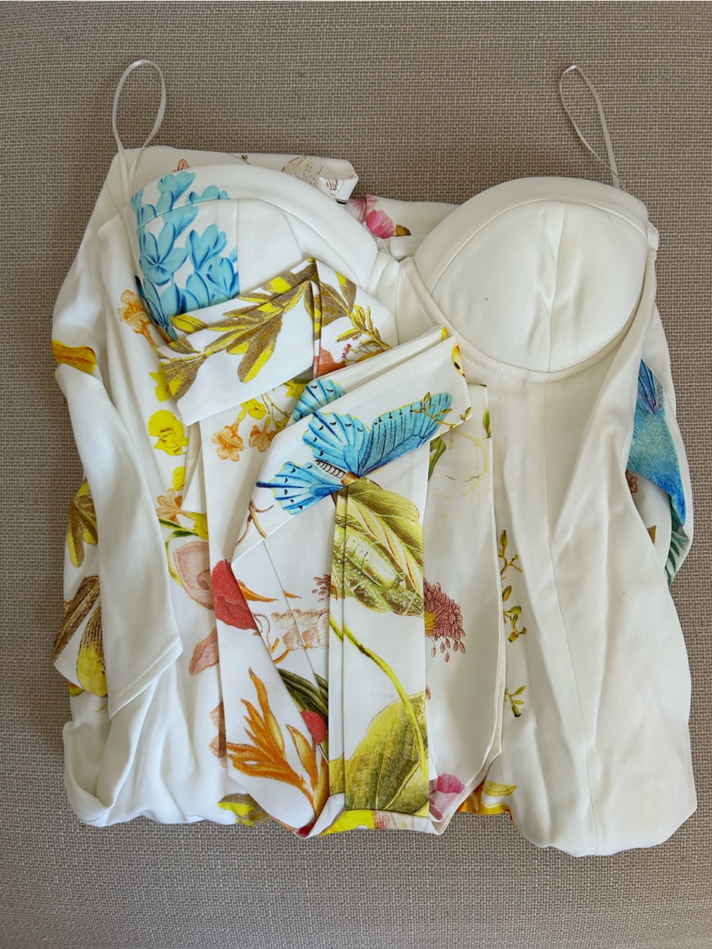 Reiss Anisa Midi Dress Ivory Floral NYBG Printed Bustier Cocktail Vacation - Picture 6 of 13